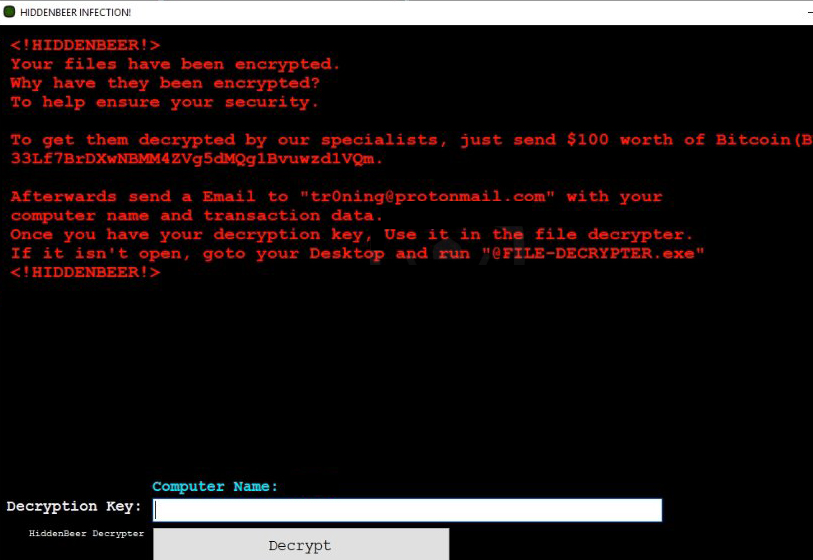 HiddenBeer ransomware virus