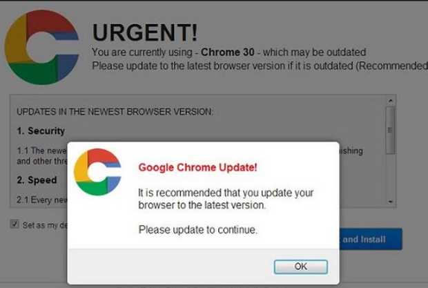 Urgent Chrome Update ads