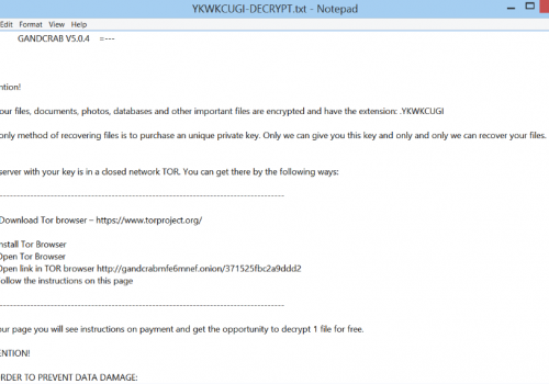 Desbloquear o quitar GANDCRAB 5 0 4 ransomware