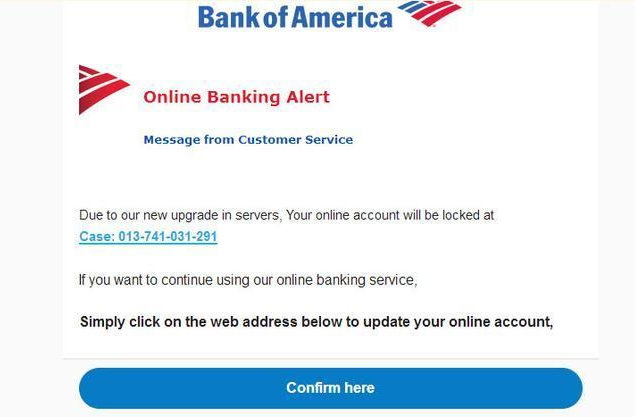 Confirm Bank Account Email Virus