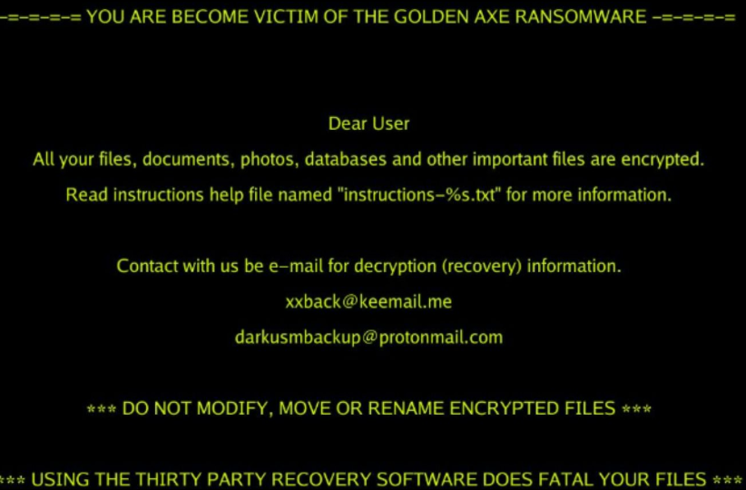 Golden Axe ransomware virus