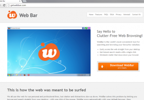 Sådan fjernesWeb Bar toolbar