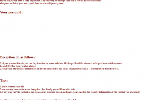 Eliminar – eliminación de Coinmoney Ransomware virus de archivo .locked