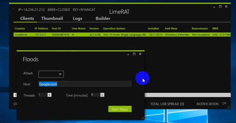 LimeRat remote administration tool