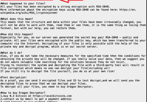 Cómo eliminar Dragon Ransomware