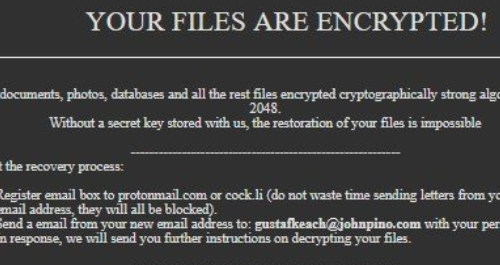 Eliminar [Gustafkeach@johnpino.com].ad Virus