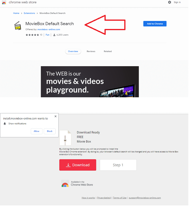 MovieBox Search Redirect virus