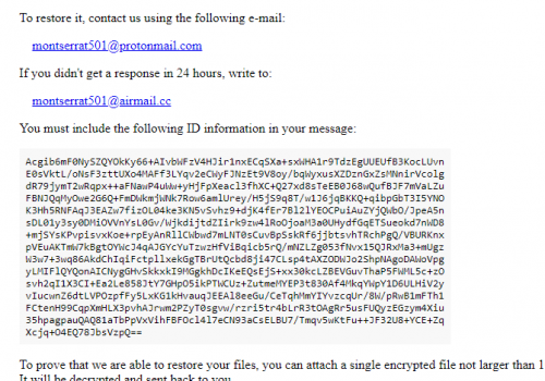 Quitar .Montserrat file ransomware