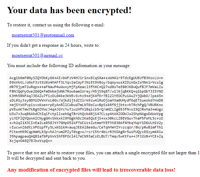 Montserrat file ransomware