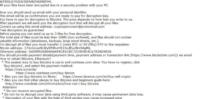 CryptoPatronum ransomware