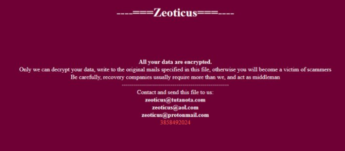 Zeoticus ransomware