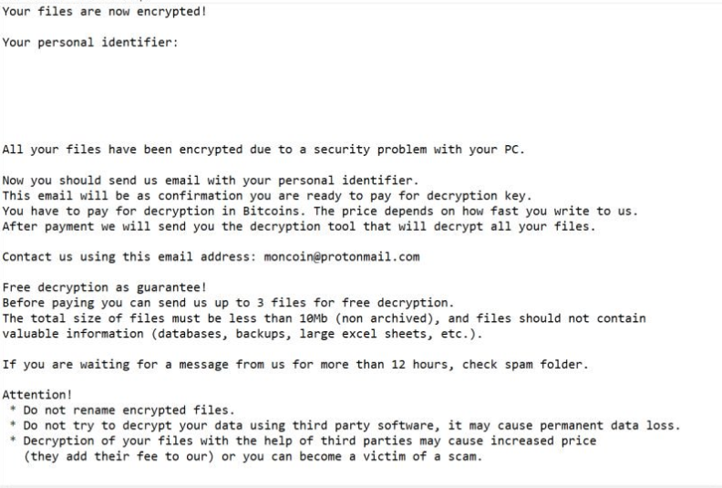 Moncrypt ransomware
