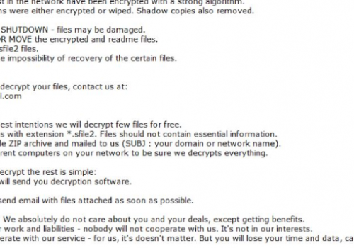 Eliminar Sfile2 ransomware