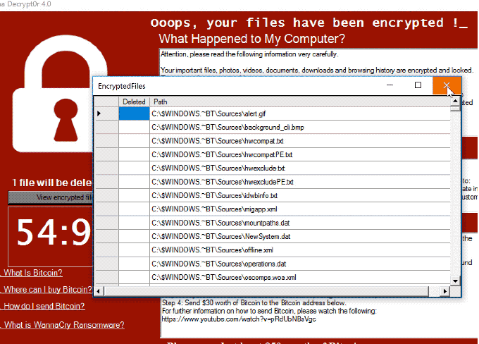 Wanna Decrypt0r 4.0 ransomware