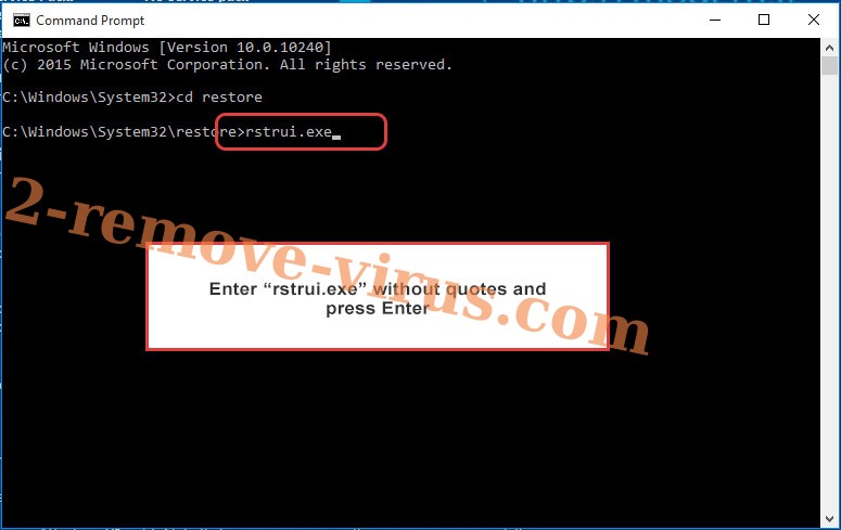 Delete Geminis ransomware - command prompt restore execute