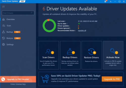 เอา Quick Driver Updater