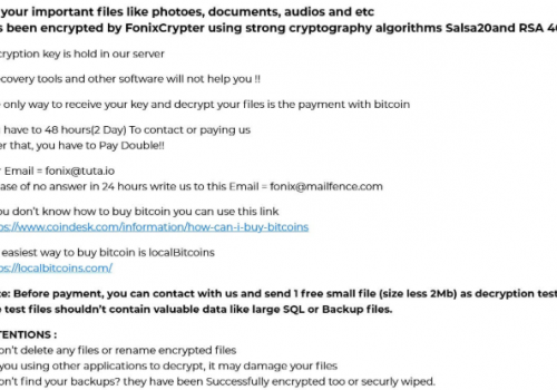 Eliminar Fonix ransomware