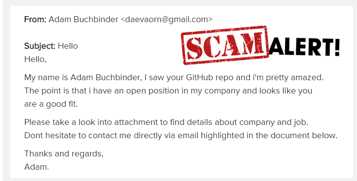 GitHub email scam