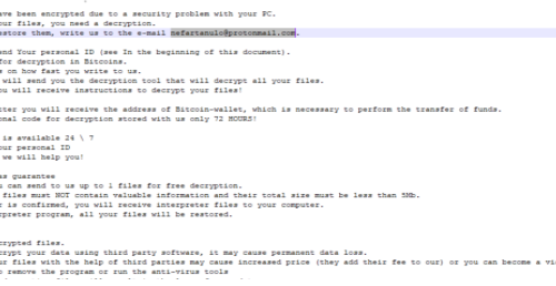 Nefartanulo ransomware Retiro