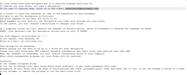 Nefartanulo ransomware