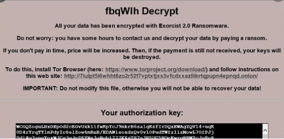 Exorcist 20 ransomware