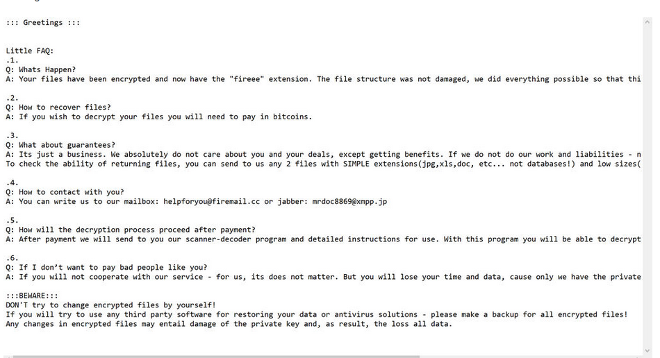 Fireee file ransomware