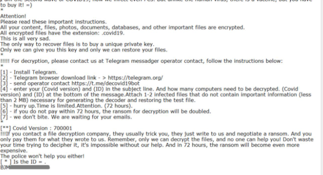 DEcovid19bot ransomware