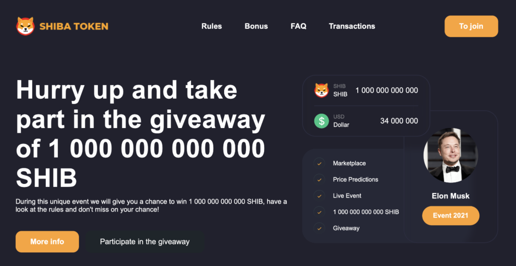 SHIBA SHIB Giveaway Scam