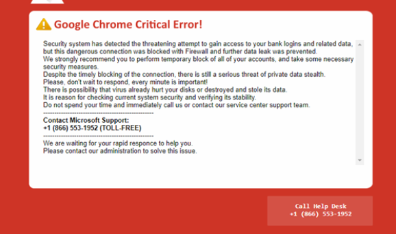 Google Chrome Critical Error scam