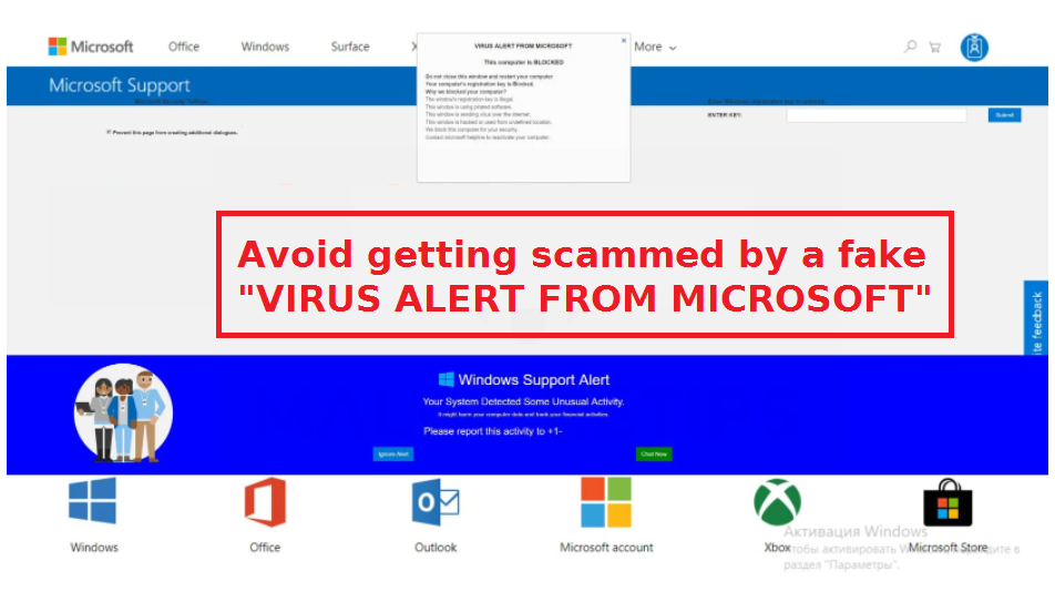 Avoid getting scammed by a fake VIRUS ALERT FROM MICROSOFT