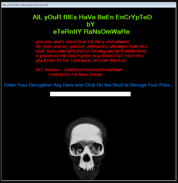 Eternity ransomware Virusborttagning – Lås upp . Evighet