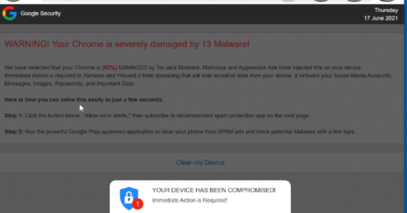 Your Chrome Is Severely Damaged By 13 Malware! POP-UP Scam