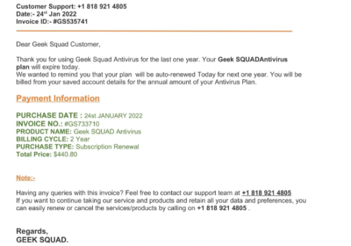 Remove Geek Squad Email Scam