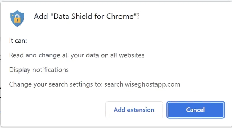 Data Shield for Chrome Browser Virus
