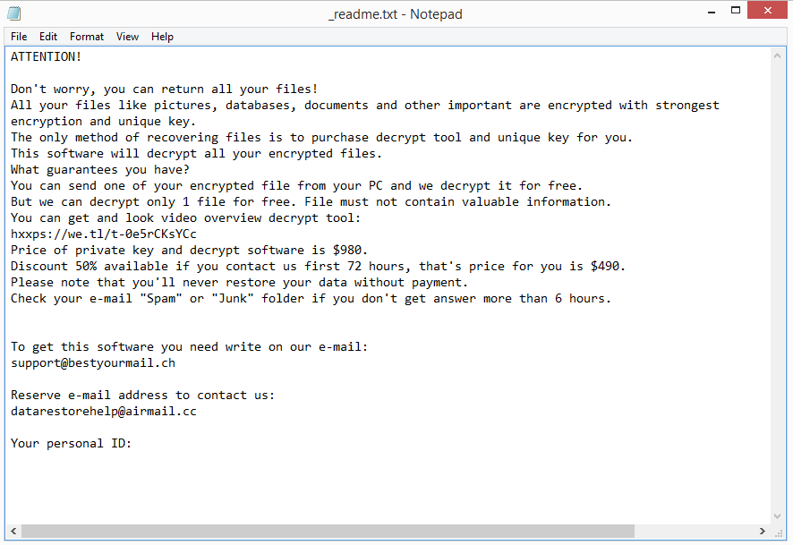 Eeyu ransomware note