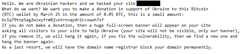 We are Ukrainian hackers and we hacked your site email scam