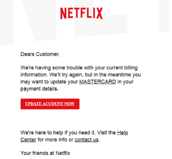 Netflix phishing attempt