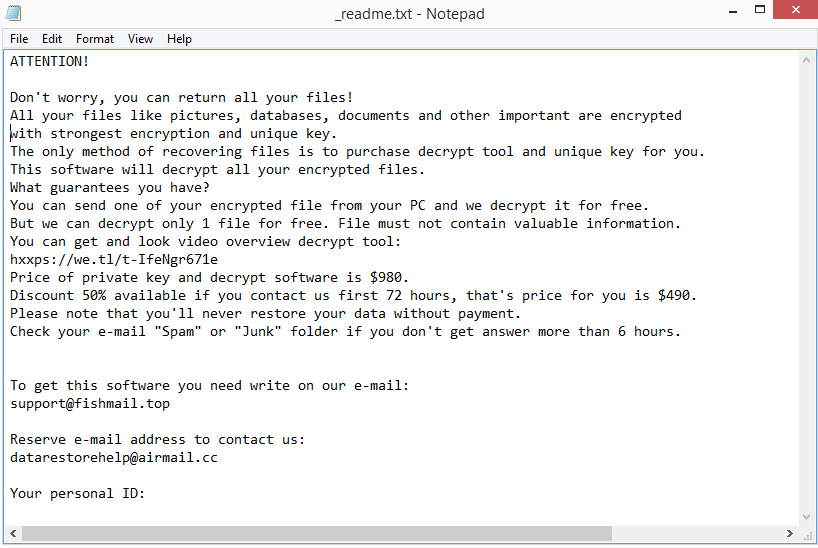 Nuow ransomware note