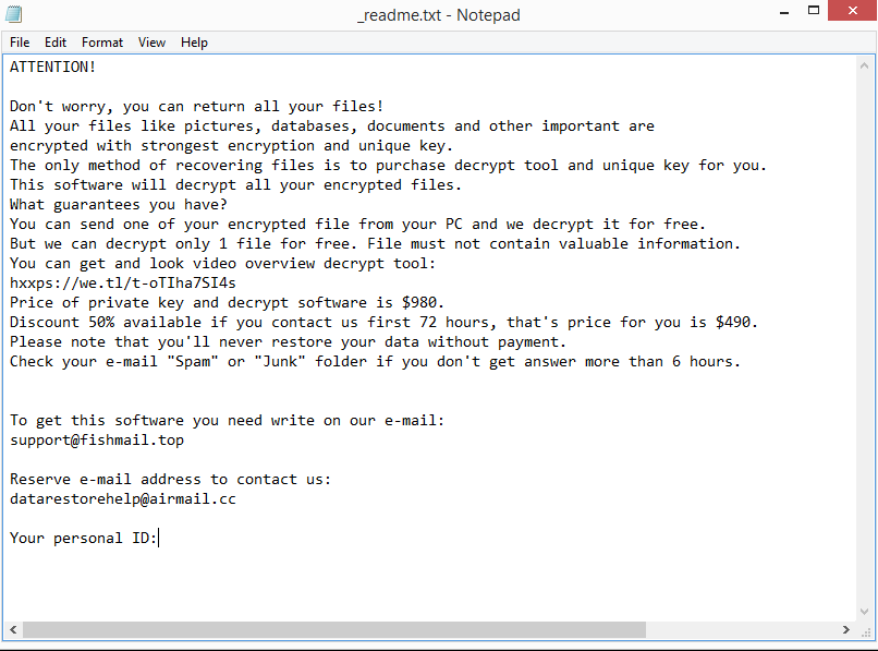 Pohj ransomware note