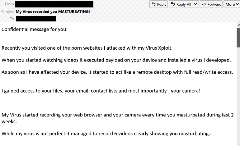 Porn Websites I Attacked With My Virus Xploit sextortion scam