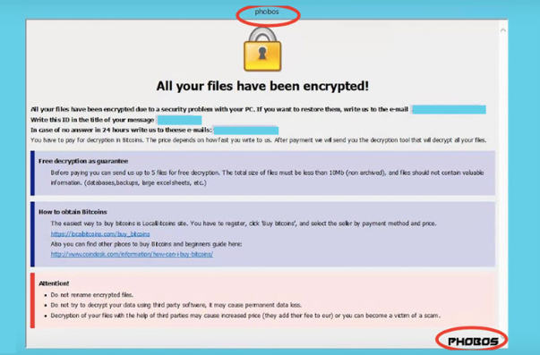 Fjern Unknown (Phobos) Ransomware