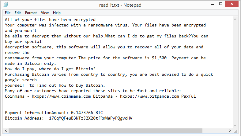 Nochi ransomware ransom note