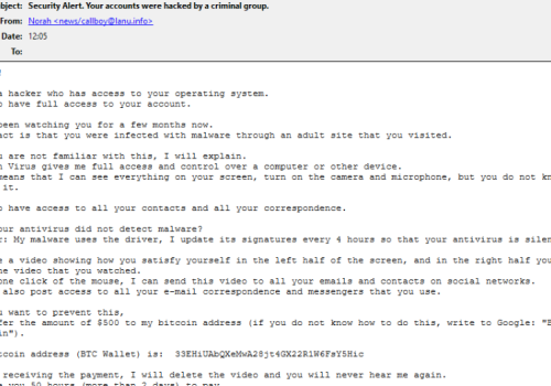 Hacker Who Has Access To Your Operating System Arnaque par e-mail