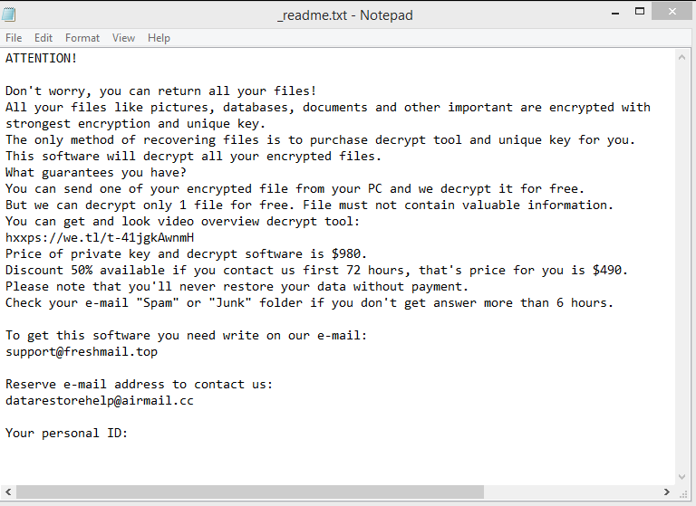 Jasa ransomware note