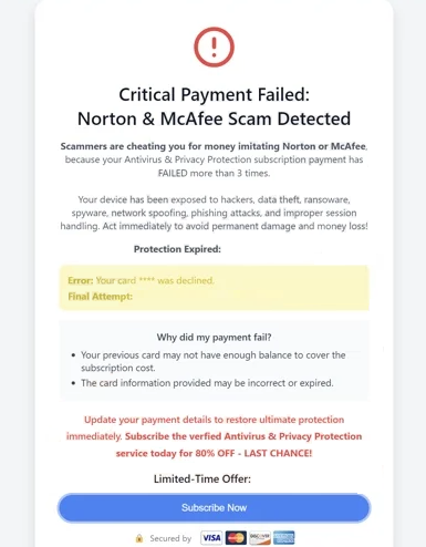” Critical Payment Failed ” dolandırıcılığını kaldır