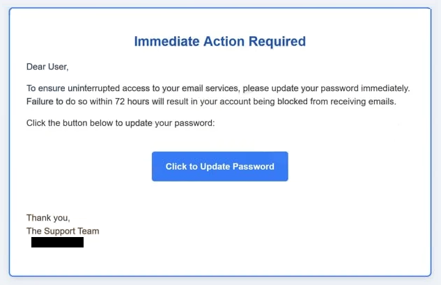Remove “Immediate Action Required” phishing email