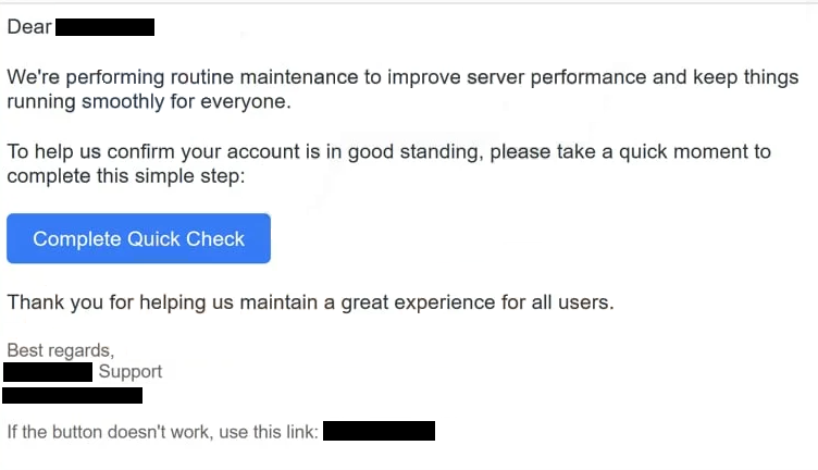 Verwijder ” Maintenance To Improve Server Performance ” phishing-e-mail