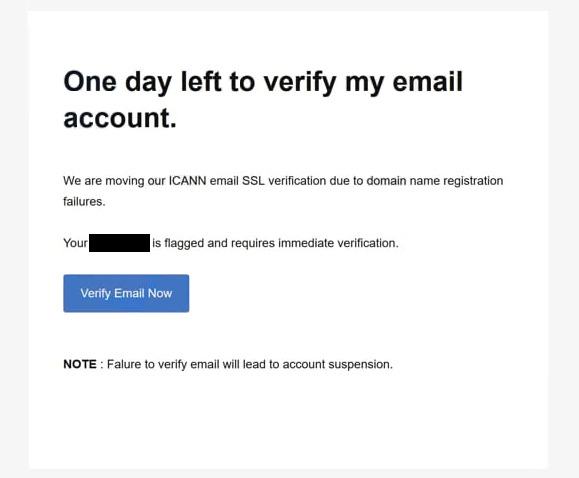 Удалите фишинговую почту One day left to verify my email account