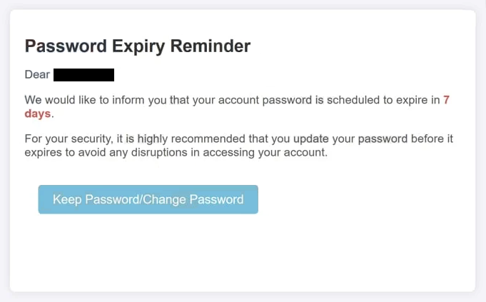 Eliminar el correo de phishing Password Expiry Reminder