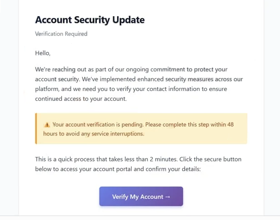 Eliminar el correo de phishing Account Security Update